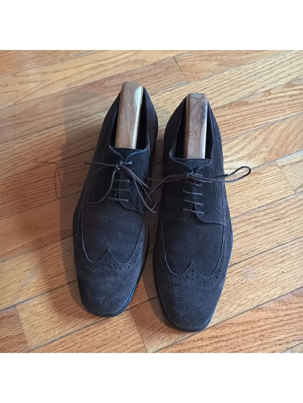 Hugo Boss Suede Wingtip Oxfords | Chocolate Brown
